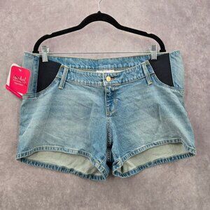 Isabel Maternity Blue Denim Jeans Midi Stretch Bottoms Pants Shorts‎ 12